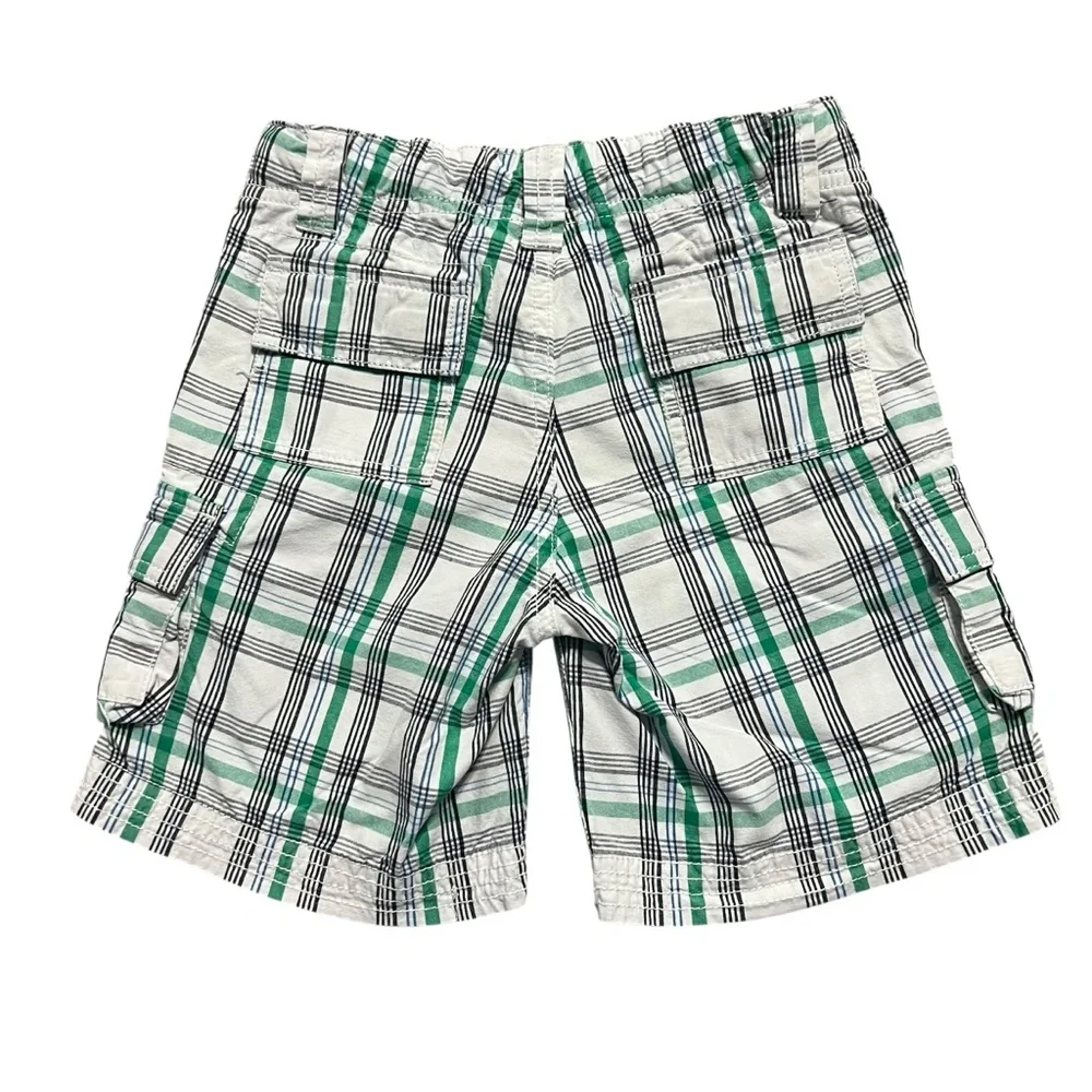 Hanna Andersson Sz 100 (4) Green Plaid Cargo Shorts